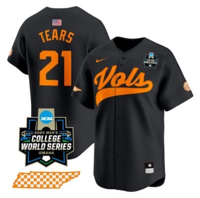 Kavares Tears Jersey #21 Tennessee Volunteers 2024 College World Series Vapor Premier Limited NCAA Baseball Stitched Black