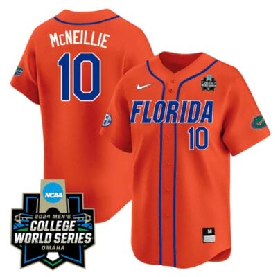 Luke Mcneillie Jersey #10 Florida Gators 2024 College World Series Vapor Premier Limited NCAA Baseball Stitched Florida Orange 8 Luke Mcneillie Jersey #10 Florida Gators 2024 College World Series Vapor Premier Limited NCAA Baseball Stitched Florida Orange