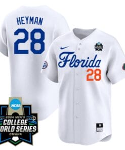 Luke Heyman Jersey #28 Florida Gators 2024 College World Series Vapor Premier Limited NCAA Baseball Stitched Florida White