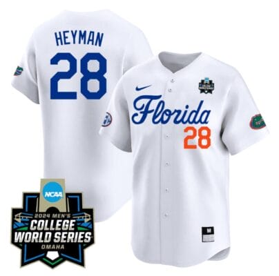 Luke Heyman Jersey #28 Florida Gators 2024 College World Series Vapor Premier Limited NCAA Baseball Stitched Florida White