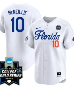 Luke Mcneillie Jersey #10 Florida Gators 2024 College World Series Vapor Premier Limited NCAA Baseball Stitched Florida White