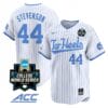 Luke Stevenson Jersey #44 North Carolina Tar Heels 2024 College World Series Vapor Premier Limited NCAA Baseball Stitched White Pinstripe