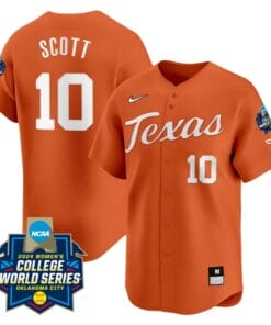 Mia Scott Jersey #10 Texas AM Aggies 2024 College World Series Patch Vapor Premier Limited NCAA Baseball Stitched Orange