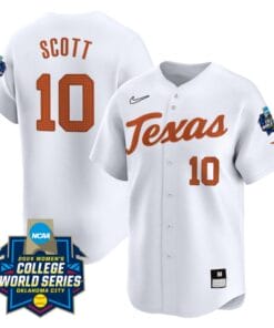 Mia Scott Jersey #10 Texas AM Aggies 2024 College World Series Patch Vapor Premier Limited NCAA Baseball Stitched White