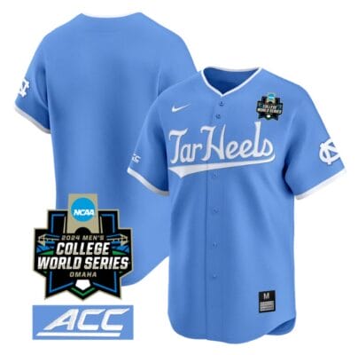 North Carolina Tar Heels Team Jersey 2024 College World Series Vapor Premier Limited NCAA Baseball Stitched Blue