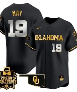 Nicole May Jersey #19 Oklahoma Sooners 2024 College World Series Patch Vapor Premier Limited NCAA Baseball Stitched Black Gold