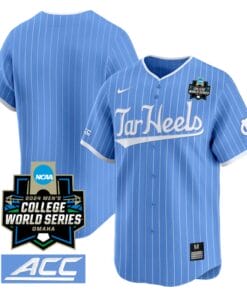North Carolina Tar Heels Team Jersey 2024 College World Series Vapor Premier Limited NCAA Baseball Stitched Blue Pinstripe
