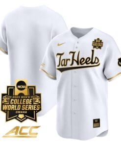 North Carolina Tar Heels Team Jersey 2024 College World Series Vapor Premier Limited NCAA Baseball Stitched White Gold