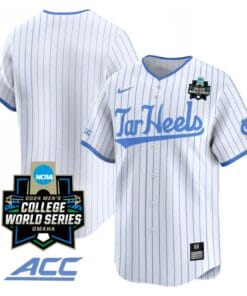 North Carolina Tar Heels Team Jersey 2024 College World Series Vapor Premier Limited NCAA Baseball Stitched White Pinstripe
