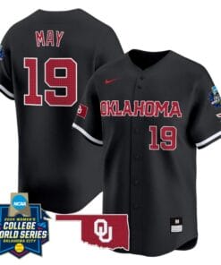 Nicole May Jersey #19 Oklahoma Sooners 2024 College World Series Patch Vapor Premier Limited NCAA Baseball Stitched Black