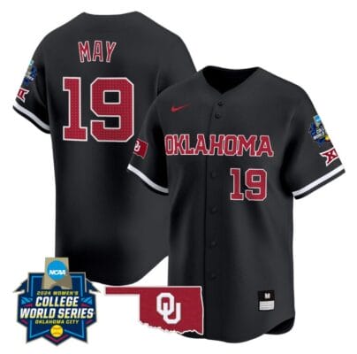 Nicole May Jersey #19 Oklahoma Sooners 2024 College World Series Patch Vapor Premier Limited NCAA Baseball Stitched Black