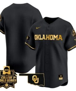 Oklahoma Sooners Team Jersey 2024 College World Series Patch Vapor Premier Limited NCAA Baseball Stitched Black Gold