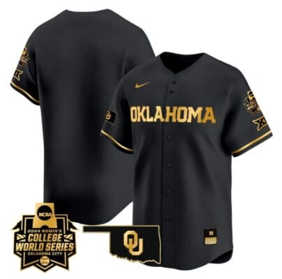 Oklahoma Sooners Team Jersey 2024 College World Series Patch Vapor Premier Limited NCAA Baseball Stitched Black Gold