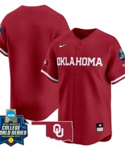 Oklahoma Sooners Team Jersey 2024 College World Series Patch Vapor Premier Limited NCAA Baseball Stitched Crimson