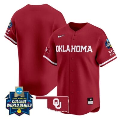 Oklahoma Sooners Team Jersey 2024 College World Series Patch Vapor Premier Limited NCAA Baseball Stitched Crimson
