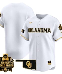 Oklahoma Sooners Team Jersey 2024 College World Series Patch Vapor Premier Limited NCAA Baseball Stitched White Gold