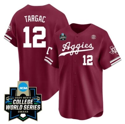 Rayan Targac Jersey #12 Texas AM Aggies 2024 College World Series Vapor Premier Limited NCAA Baseball Stitched Aggie Maroon 8 Rayan Targac Jersey #12 Texas AM Aggies 2024 College World Series Vapor Premier Limited NCAA Baseball Stitched Aggie Maroon
