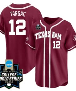 Rayan Targac Jersey #12 Texas AM Aggies 2024 College World Series Vapor Premier Limited NCAA Baseball Stitched Maroon Alternate