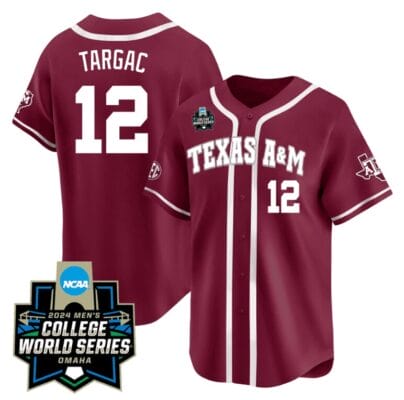 Rayan Targac Jersey #12 Texas AM Aggies 2024 College World Series Vapor Premier Limited NCAA Baseball Stitched Maroon Alternate