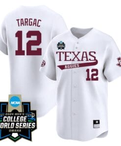 Rayan Targac Jersey #12 Texas AM Aggies 2024 College World Series Vapor Premier Limited NCAA Baseball Stitched White