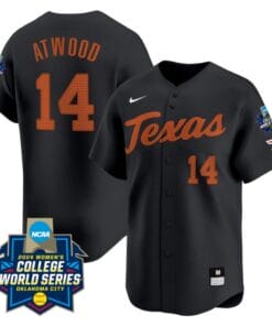 Reese Atwood Jersey #14 Texas AM Aggies 2024 College World Series Patch Vapor Premier Limited NCAA Baseball Stitched Black