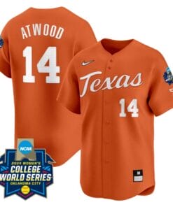 Reese Atwood Jersey #14 Texas AM Aggies 2024 College World Series Patch Vapor Premier Limited NCAA Baseball Stitched Orange