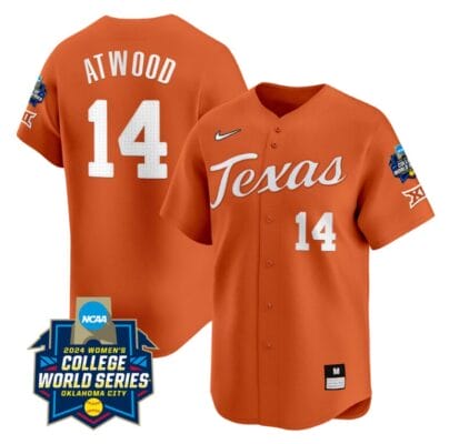 Reese Atwood Jersey #14 Texas AM Aggies 2024 College World Series Patch Vapor Premier Limited NCAA Baseball Stitched Orange