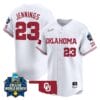 Tiare Jennings Jersey #23 Oklahoma Sooners 2024 College World Series Patch Vapor Premier Limited NCAA Baseball Stitched White