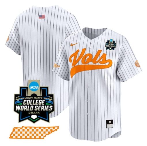 Tennessee Volunteers Team Jersey 2024 College World Series Vapor Premier Limited NCAA Baseball Stitched Pinstripe
