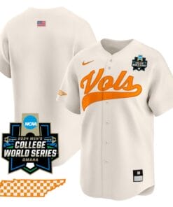 Tennessee Volunteers Team Jersey 2024 College World Series Vapor Premier Limited NCAA Baseball Stitched Cream