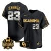 Tiare Jennings Jersey #23 Oklahoma Sooners 2024 College World Series Patch Vapor Premier Limited NCAA Baseball Stitched Black Gold