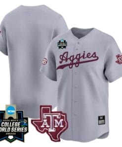 Texas AM Aggies Jersey 2024 College World Series Vapor Premier Limited NCAA Baseball Stitched Gray
