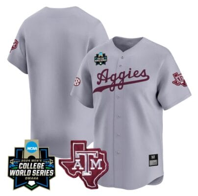 Texas AM Aggies Jersey 2024 College World Series Vapor Premier Limited NCAA Baseball Stitched Gray