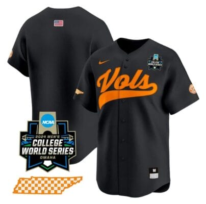 Tennessee Volunteers Team Jersey 2024 College World Series Vapor Premier Limited NCAA Baseball Stitched Black