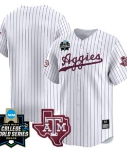Texas AM Aggies Jersey 2024 College World Series Vapor Premier Limited NCAA Baseball Stitched White Pinstripe