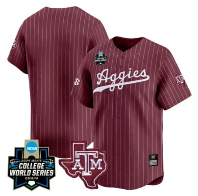 Texas AM Aggies Jersey 2024 College World Series Vapor Premier Limited NCAA Baseball Stitched Maroon Stripe