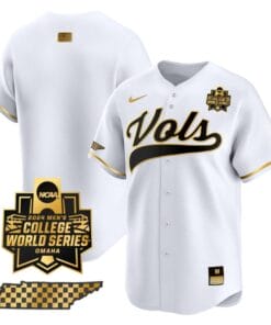 Tennessee Volunteers Team Jersey 2024 College World Series Vapor Premier Limited NCAA Baseball Stitched White Gold