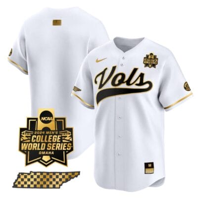 Tennessee Volunteers Team Jersey 2024 College World Series Vapor Premier Limited NCAA Baseball Stitched White Gold 8 Tennessee Volunteers Team Jersey 2024 College World Series Vapor Premier Limited NCAA Baseball Stitched White Gold