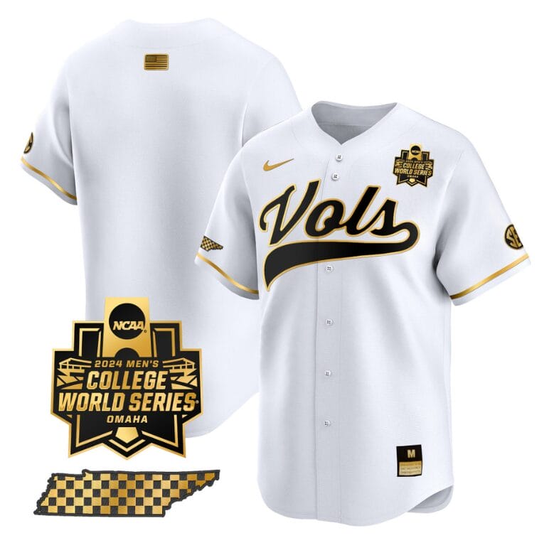 Tennessee Volunteers Team Jersey 2024 College World Series Vapor Premier Limited NCAA Baseball Stitched White Gold 1 Tennessee Volunteers Team Jersey 2024 College World Series Vapor Premier Limited NCAA Baseball Stitched White Gold