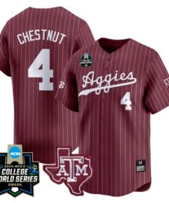 Travis Chestnut Jersey #4 Texas AM Aggies 2024 College World Series Vapor Premier Limited NCAA Baseball Stitched Maroon Stripe