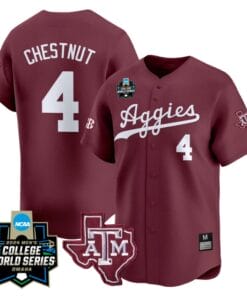 Travis Chestnut Jersey #4 Texas AM Aggies 2024 College World Series Vapor Premier Limited NCAA Baseball Stitched Maroon