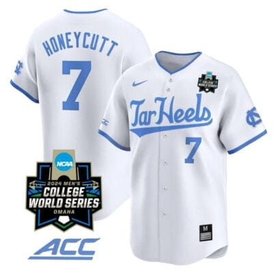 Vance Honeycutt Jersey North Carolina Tar Heels 2024 College World Series Vapor Premier Limited NCAA Baseball Stitched White