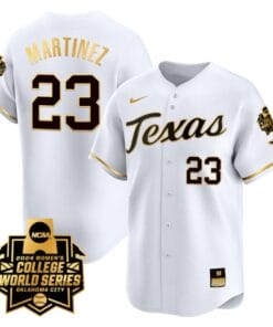 Viviana Martinez Jersey #23 Texas AM Aggies 2024 College World Series Patch Vapor Premier Limited NCAA Baseball Stitched White Gold