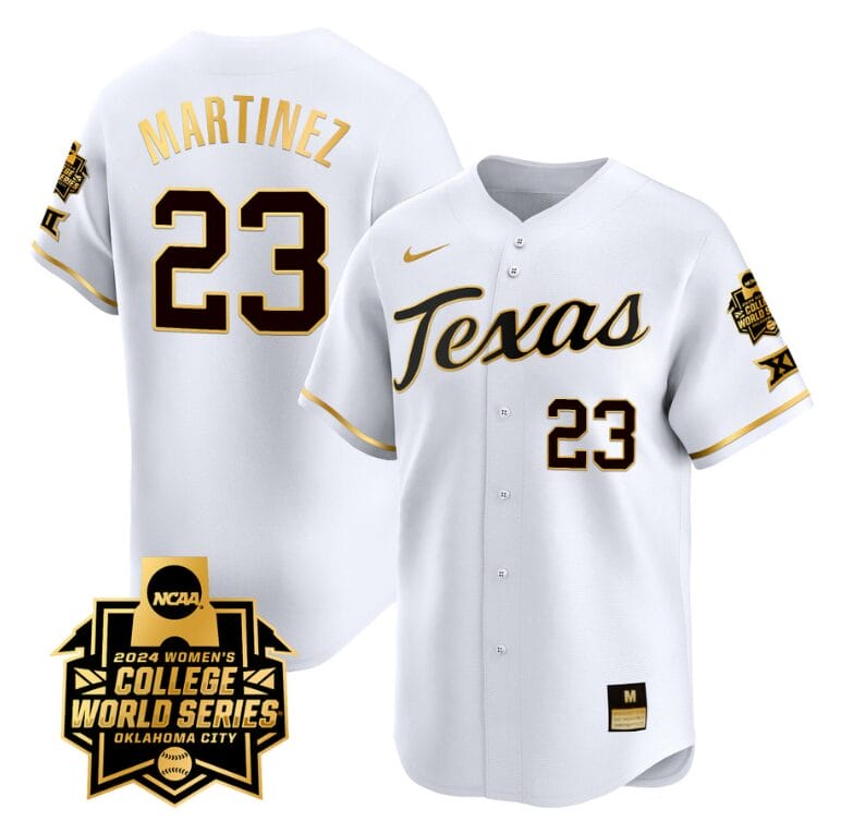 Viviana Martinez Jersey #23 Texas AM Aggies 2024 College World Series Patch Vapor Premier Limited NCAA Baseball Stitched White Gold 1 Viviana Martinez Jersey #23 Texas AM Aggies 2024 College World Series Patch Vapor Premier Limited NCAA Baseball Stitched White Gold