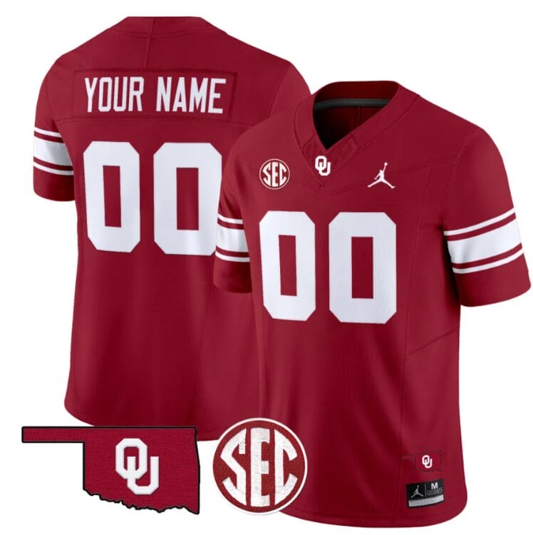 Custom Oklahoma Sooners Jersey Name and Number Football Throwback Vapor Limited Stitched Crimson 8 Custom Oklahoma Sooners Jersey Name and Number Football Throwback Vapor Limited Stitched Crimson