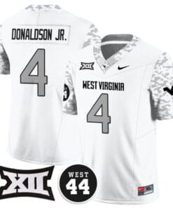 CJ Donaldson Jr Jersey #4 West Virginia Mountaineers 2024 Vapor Limited Football Honor Jerry West Stitched White