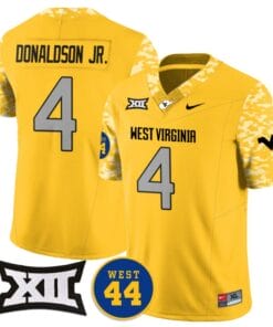 CJ Donaldson Jr Jersey #4 West Virginia Mountaineers 2024 Vapor Limited Football Honor Jerry West Stitched Goal