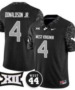 CJ Donaldson Jr Jersey #4 West Virginia Mountaineers 2024 Vapor Limited Football Honor Jerry West Stitched Coal