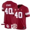 Ethan Downs Jersey #40 Oklahoma Sooners Football Throwback Vapor Limited Stitched Crimson