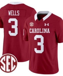 Juice Wells Jersey #3 South Carolina Gamecocks Football 1980 Throwback Vapor Limited SEC Patch Garnet
